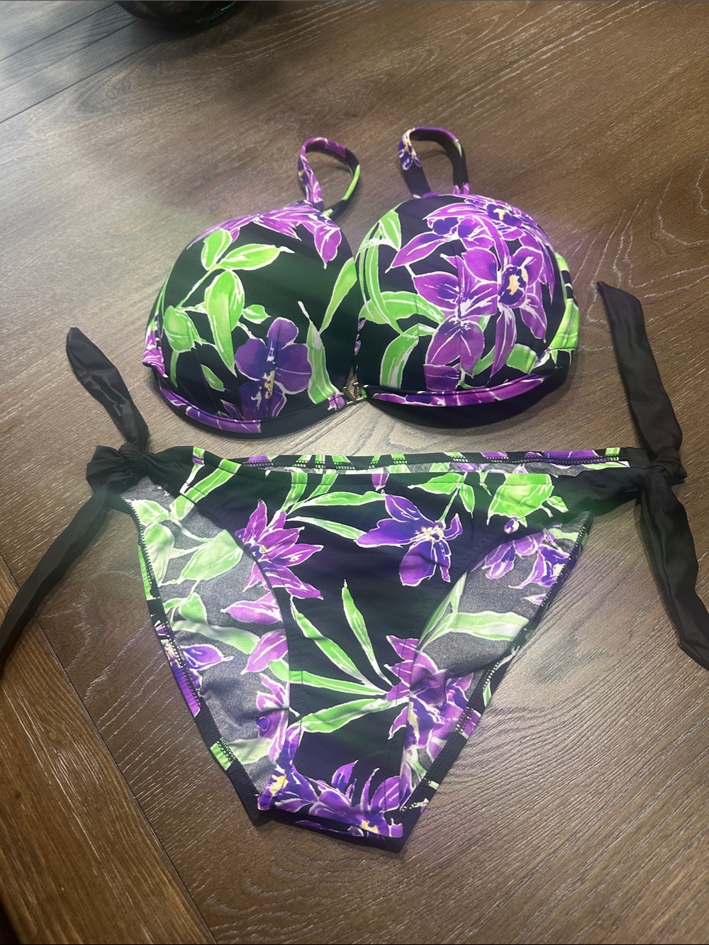 VENUS Purple and Green Floral Bikini Set